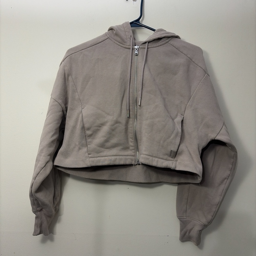Gilly Hicks Tan Cropped Hoodie Jacket